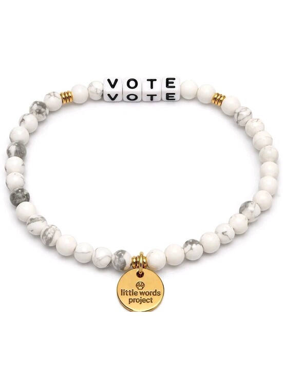 Little Words Project Jewelry - Little Words Project VOTE Bracelet White Marble Beads